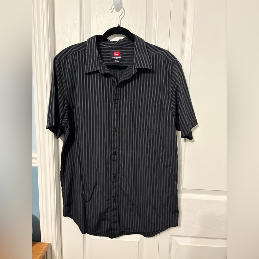 Men’s Black and Silver Stripped Dress shirt